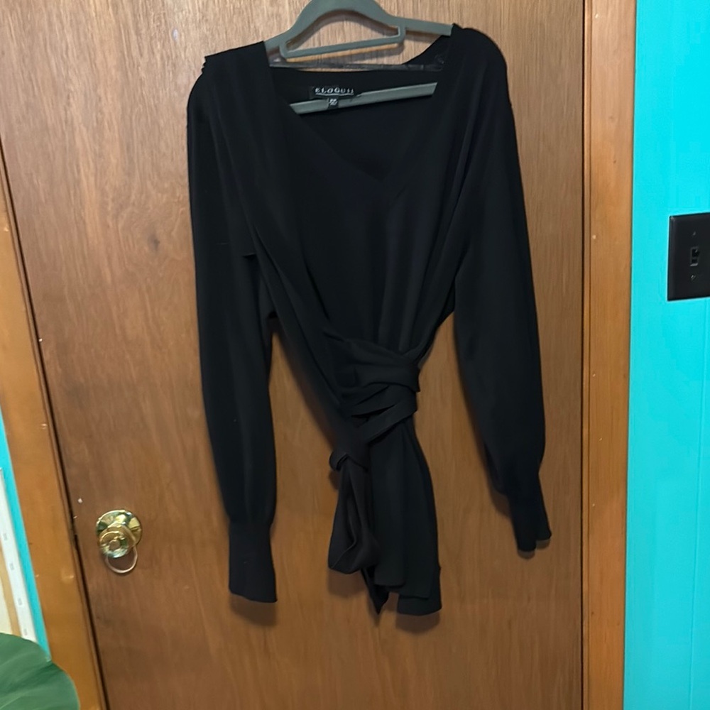 Elegant Black Wrap Sweater Eloquii plus size 18/20